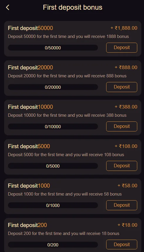 First deposit bonus